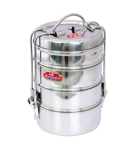 stainless steel slim tiffin box|steel tiffin box 4 container.